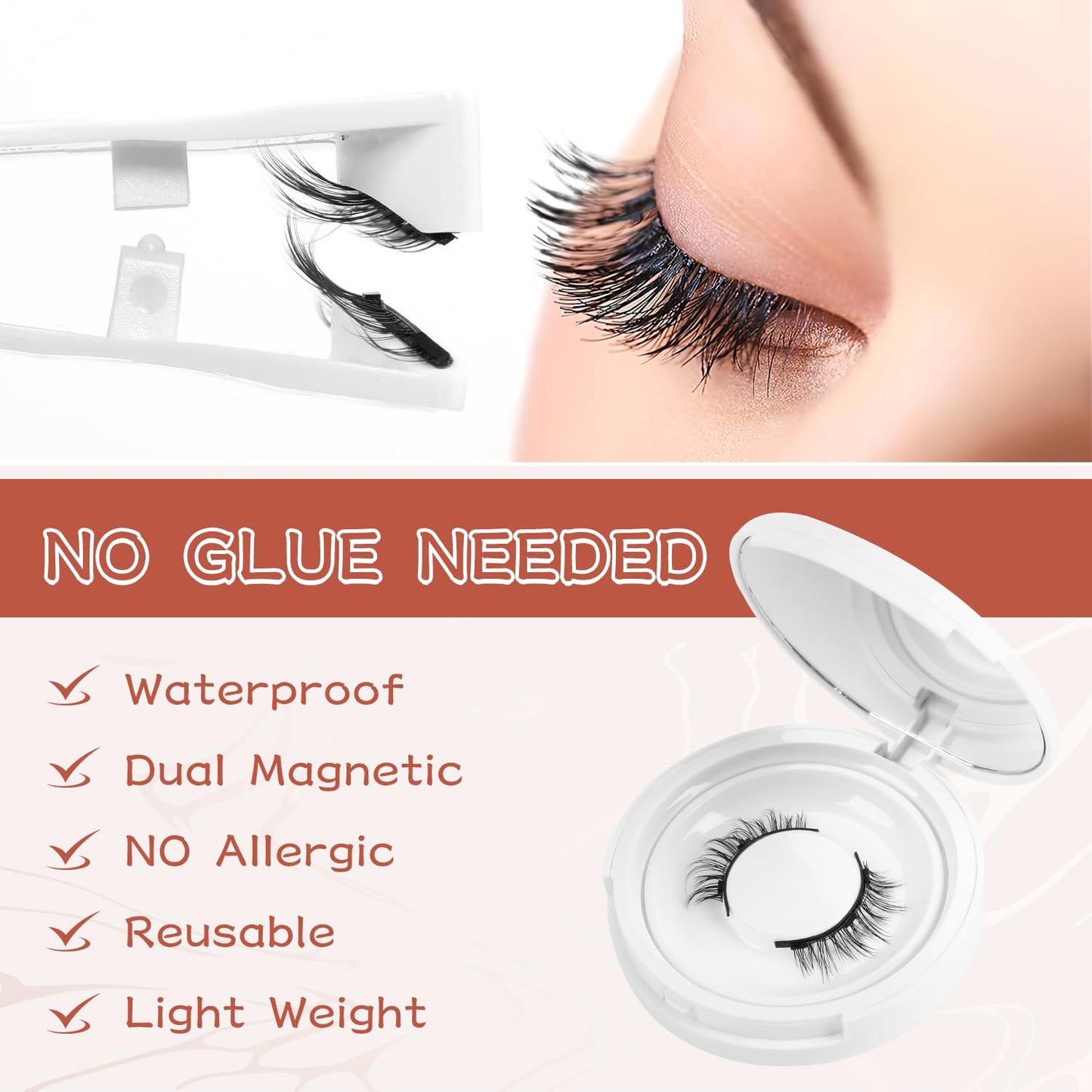 Magnetic Eyelashes,Magnetic Eyelashes with Applicator,Reusable Magnetic Lashes No Glue Needed Magnetic Eyelashes without Eyeliner Cat Eye Natural Look Magnetic Eyelashes Magnetic Lashes